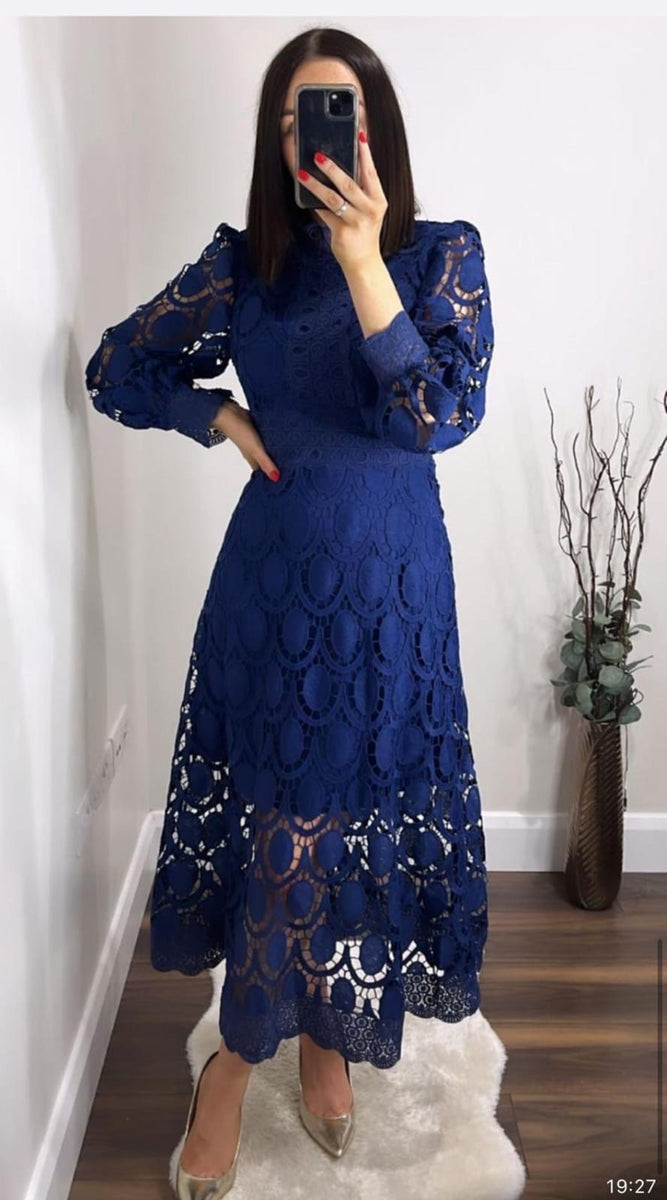 Navy Long Sleeve Lace Dress Lir Boutique