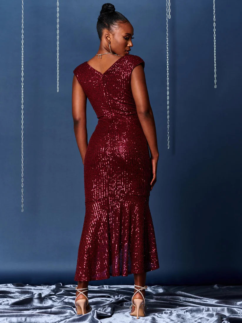 Burgundy fishtail outlet dress