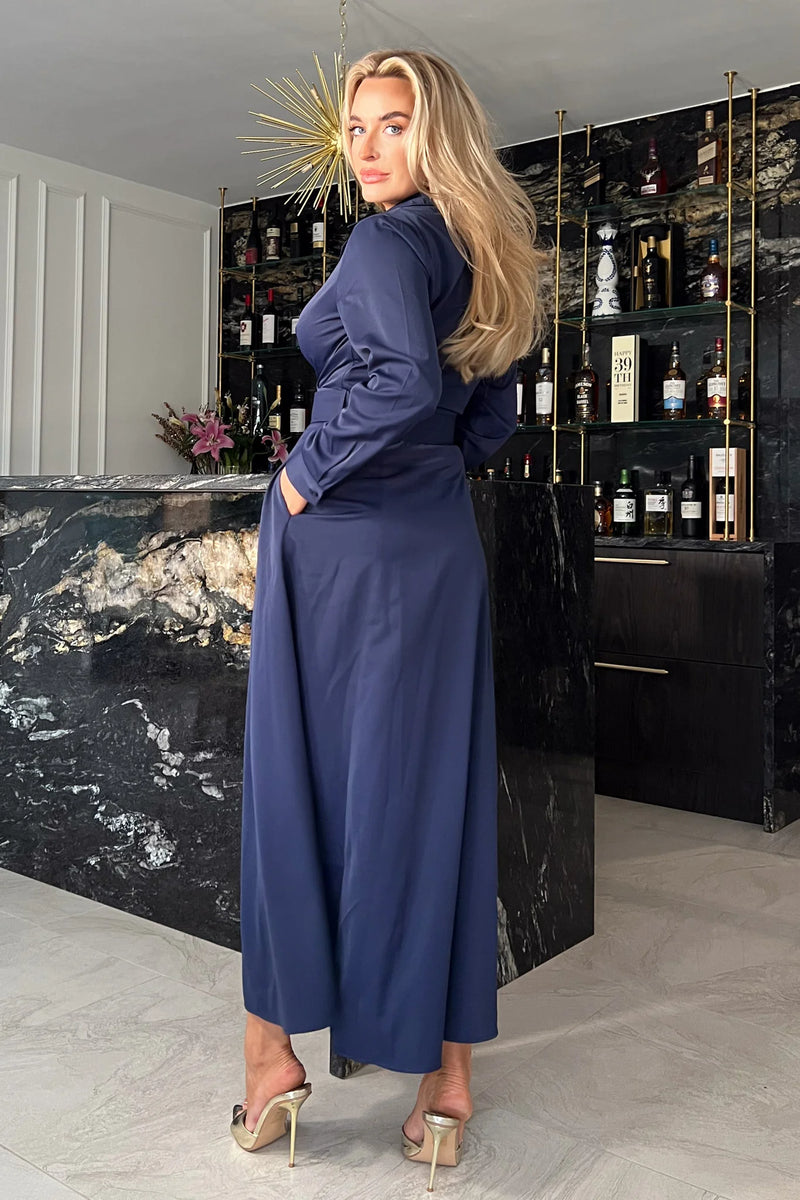 Navy maxi shirt dress sales