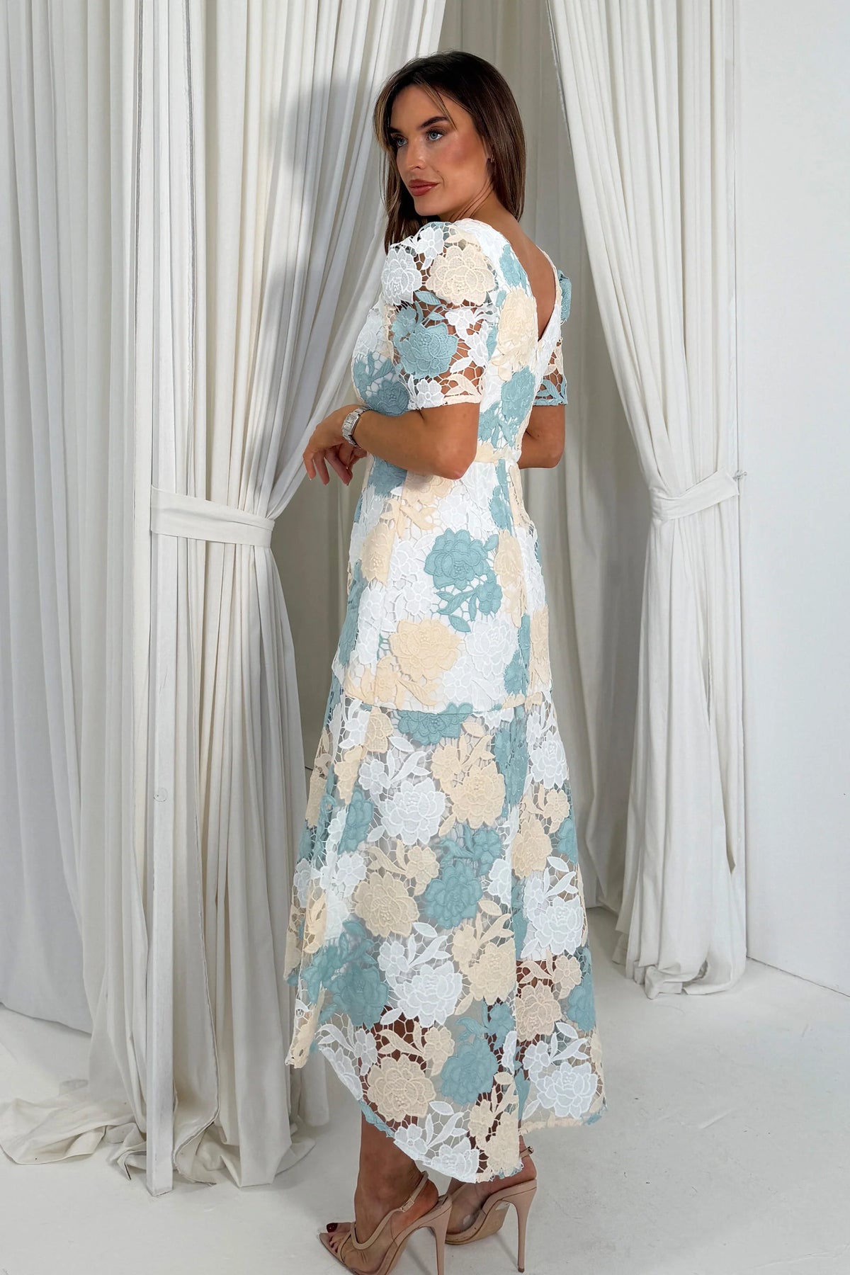 Myrtle V Neck A Line Floral Pastel Lace Midi Dress Lir Boutique Myrtle V Neck A Line Floral Pastel Lace Midi Dress Lir Boutique