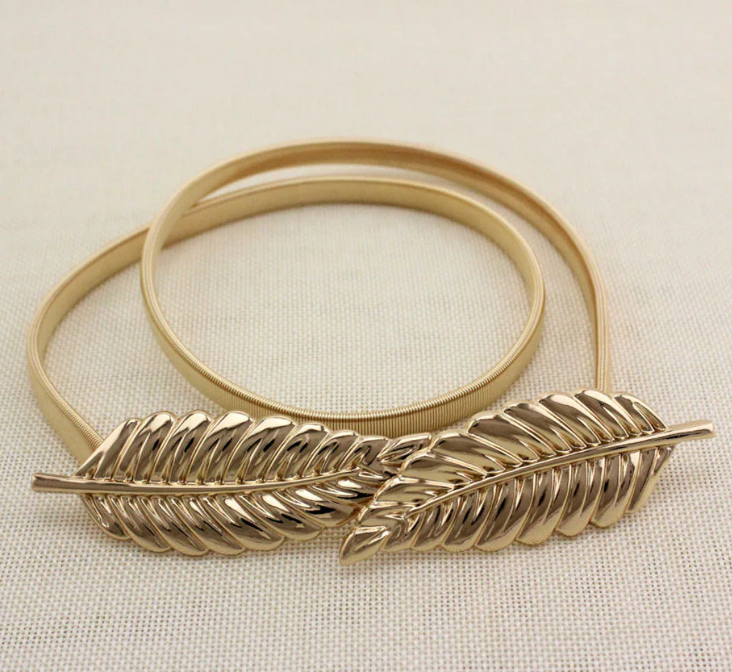 Gold Elasticated Rose and Leaf Belt Lir Boutique Gold Elasticated Rose and Leaf Belt Lir Boutique