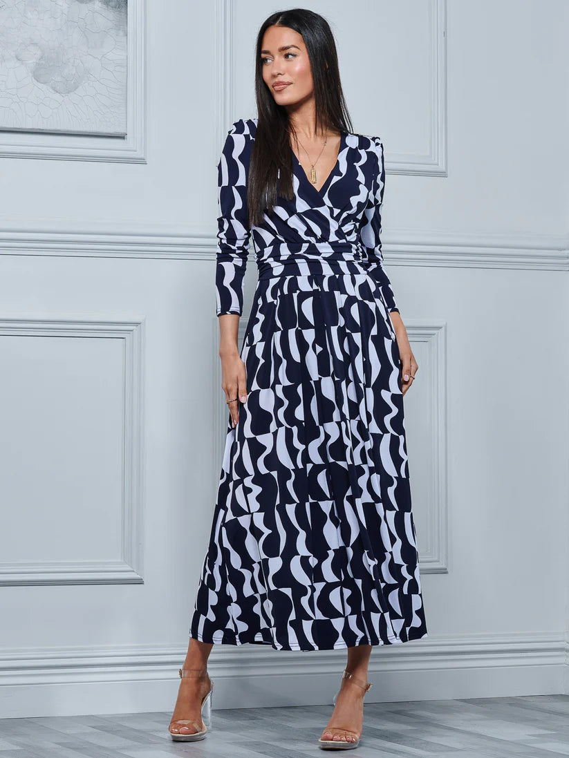 Navy long sleeve maxi top dress