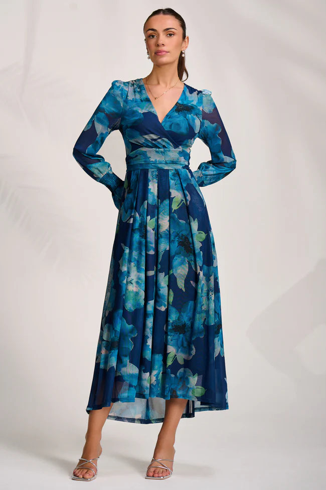open lace back dress Long Sleeve Pleated Lace Maxi Dress, Brown Animal  Jolie Moi Retail