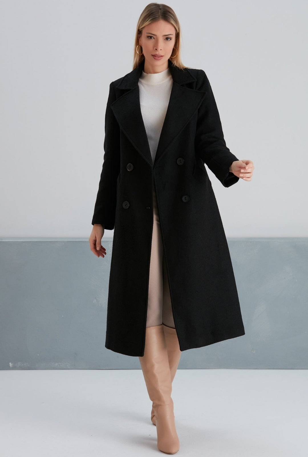 Long black winter coats online