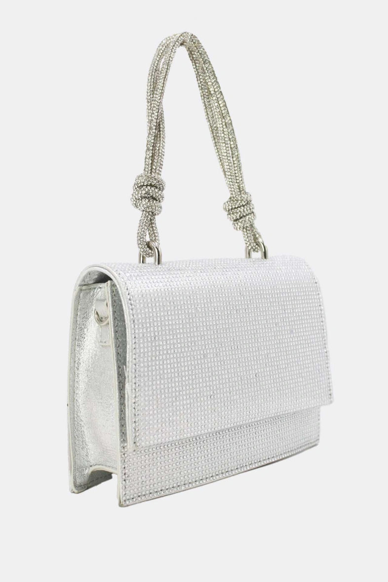 Rhinestone Evening Bag Silver and Black Lir Boutique
