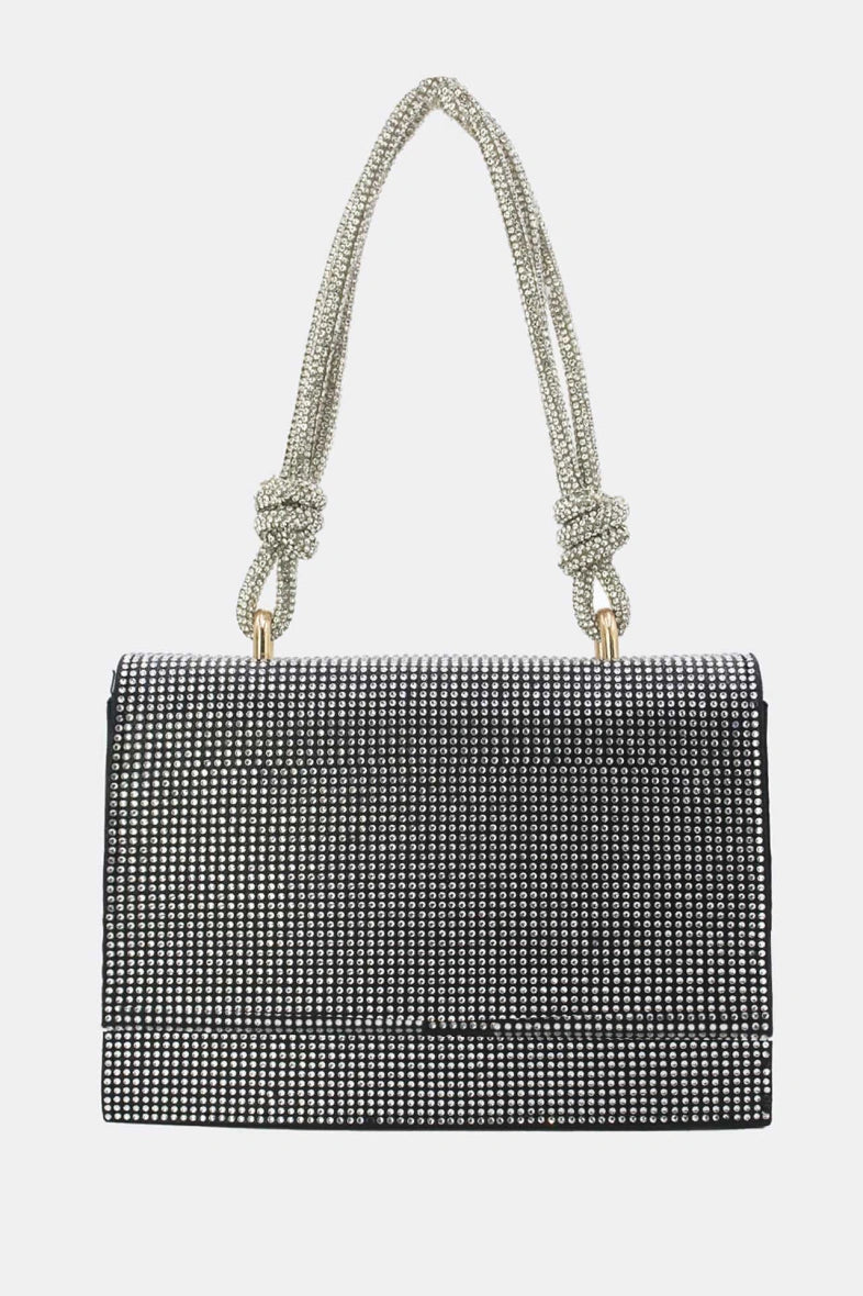 Rhinestone Evening Bag Silver and Black Lir Boutique